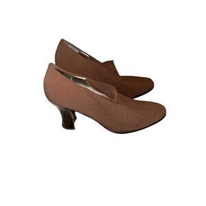 Vintage Maria Cristina Brown Fabric Slip On Chic, Preppy Y2K 90s Oxfords 8.5 B